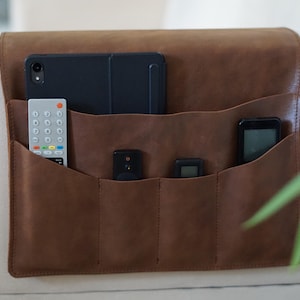 Leder Sofa Armlehne Organizer, Ledersessel Organisator, Sofa Armlehne Caddy, Sofataschen, Fernbedienungstasche.