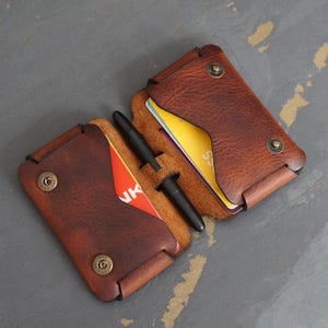 Cartera EDC: tarjetero para hombre con organizador de bolígrafos y tarjetas, billetera minimalista delgada para uso diario, regalo perfecto para él