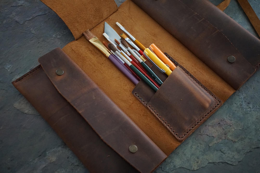 Leather Paint Brush Roll.artist Roll.leather Brush Roll.paint Brush