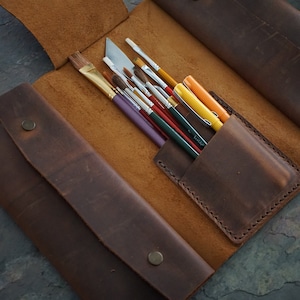 leather paint brush roll.artist roll.leather brush roll.paint brush roll.leather artist roll.paintbrush roll.leather pencil roll.