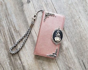 Gothic skull lady phone leather wallet removable case for iPhone X XS XR 12 13 14 pro max Plus Samsung S22 S21 S20 Ultra Note 20 Plus MN019