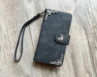 Gothic Bat Zipper leather wallet case for iPhone X XS XR 11 12 13 14 Pro Max Samsung S22 S21 S20 Ultra S10 S9 S8 Note 20 9 10 Plus MN2794