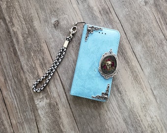 Antique gothic skull phone leather wallet removable case for iPhone X XS XR 11 12 Pro Max Samsung S21 S20 S10 S9 Note 20 8 9 10 Plus MN2471