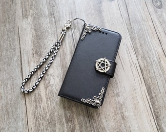 Pentagram star phone wallet removable case for iPhone X XS XR 12 13 14 pro max 8 7 Plus Samsung S22 S21 S20 Ultra S10 Note 20 10 Plus MN1298