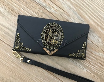 Gothic Fairy envelope phone leather wallet case for iPhone 11 X XS XR 11 12 13 14 Pro Max 8 Samsung S20 S10 S9 S8 Note 20 8 9 10 Plus MN1908