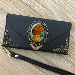 Sunflowers envelope phone leather wallet case for iPhone X XS XR 13 14 pro max 8 7 Plus Samsung S20 S10 S9 S8 Plus Note 8 9 10 Plus MN1585 image 1