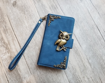 Gothic Owl Zipper leather phone wallet case for iPhone X XS XR 11 12 13 14 Pro Max Samsung S22 S21 S20 Ultra S10 S9 Note 20 9 10 Plus MN2704