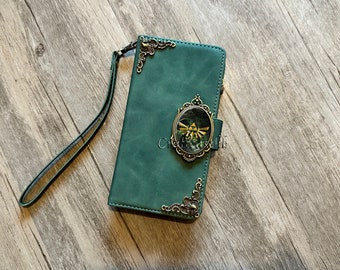 Zelda Breath Of The Wild Triforce Zipper leather wallet phone case for iPhone 15 Pro Max Samsung Galaxy S24 Plus Ultra Z Fold 5 MN2918