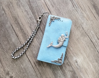 Mermaid phone leather wallet removable case for iPhone X XS XR 11 Pro Max 8 7 6s Plus Samsung S10 S9 S8 Plus S7 Edge Note 8 9 10 Plus MN0631