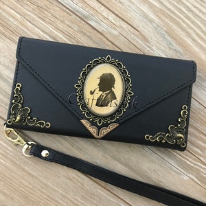 Vintage Sherlock Holmes phone leather wallet case for iPhone X XS XR 13 14 pro max 8 7 Plus Samsung S20 S10 S9 S8 Note 20 8 9 10 Plus MN2303