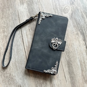 Vintage Dragon Zipper leather wallet case for iPhone X XS XR 13 14 pro max 8 7 6s Samsung S22 S21 S20 Ultra S10 S9 S8 Note 20 10 Plus MN2785 image 1