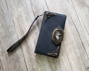 Gothic Anatomical Heart Zipper leather wallet case for iPhone X XS XR 13 14 pro max 8 7 6 Samsung S21 S20 Ultra S10 Note 20 9 10 Plus MN2556