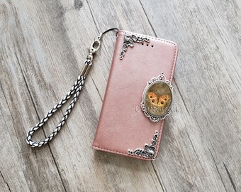 Victorian butterfly phone leather wallet removable case for iPhone XS XR 12 13 14 pro max Samsung S22 S21 S20 Ultra S10 Note 20 Plus MN2534