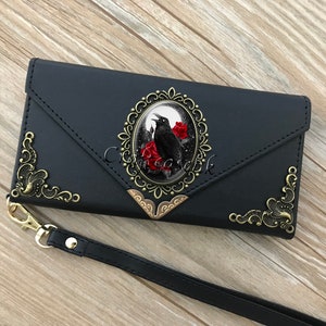 Crow envelope phone leather wallet case for iPhone X XS XR 11 12 13 14 Pro Max 8 7 6 Samsung S20 Ultra S10 S9 S8 Note 20 8 9 10 Plus MN2307