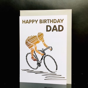 Gelukkige verjaardag papa kaart/verjaardagskaart/grote kaart/vader/fietser/man