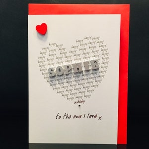 Gepersonaliseerde naam verjaardagskaart/verjaardagskaart/grote kaart/elke naam/folie/man/vrouw/vrouw/man/vriend/vriendin/verloofde/hand afgewerkt/