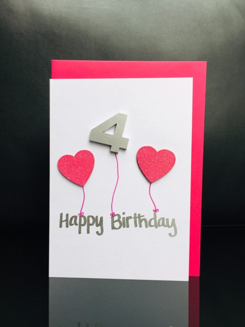 Happy Birthday Age 4 Card/card for 4 Year Old/large Card/any Etsy