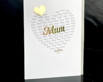 Tarjeta de cumpleaños de mamá/tarjeta de cumpleaños para mamá/tarjeta grande/mujer/mamá/corazón/personalizado en el interior