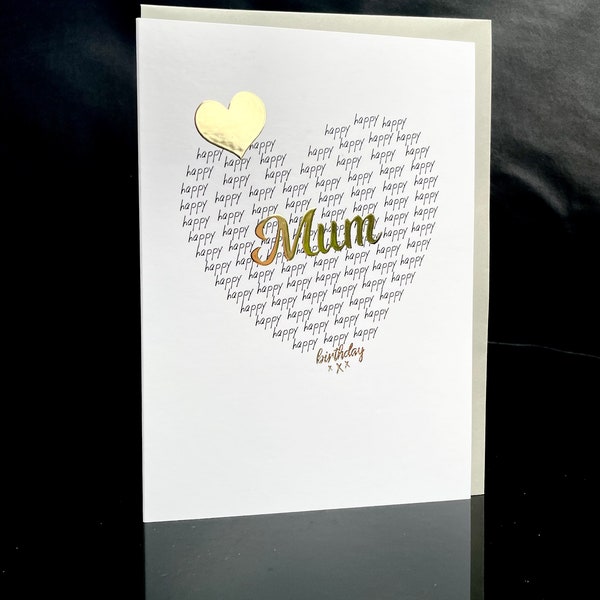 Mum birthday card/birthday card for mum/large card/female/mum/heart/personalised inside