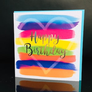 Tarjeta arco iris de feliz cumpleaños/tarjeta Xlarge/novio/novia/marido/esposa/hijo/hija/amigo/acabado a mano/personalizado/masculino/femenino