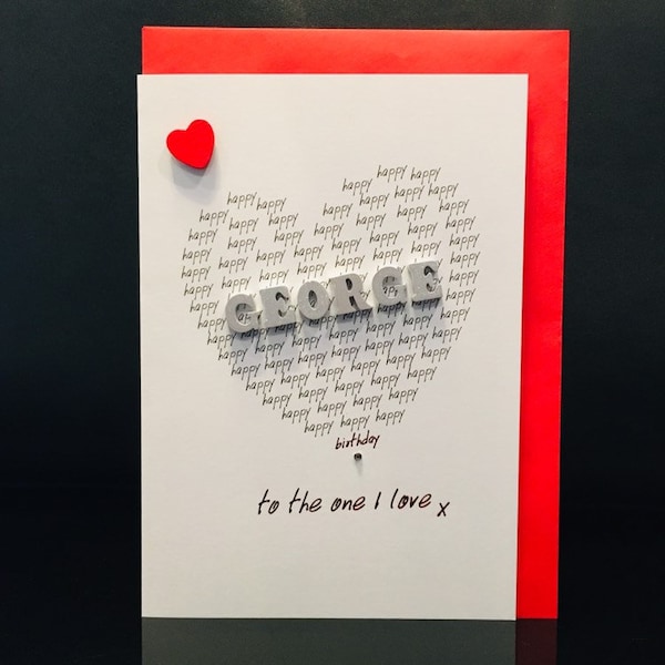 パーソナライズされた名前の誕生日カード/任意の名前/大きなカード/ホイル/男性/女性/ガールフレンド/妻/夫/ボーイフレンド/婚約者