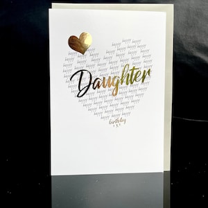 Daughter birthday card/birthday card for daughter/large card/female/personalised inside/daughter/heart/