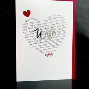 Wife birthday card/Birthday card for wife/large card/Girlfriend/Boyfriend/Husband/Male/Female/Personalised inside