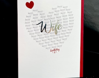 Tarjeta de cumpleaños de la esposa/Tarjeta de cumpleaños para la esposa/tarjeta grande/Novia/Novio/Esposo/Hombre/Mujer/Personalizado en el interior