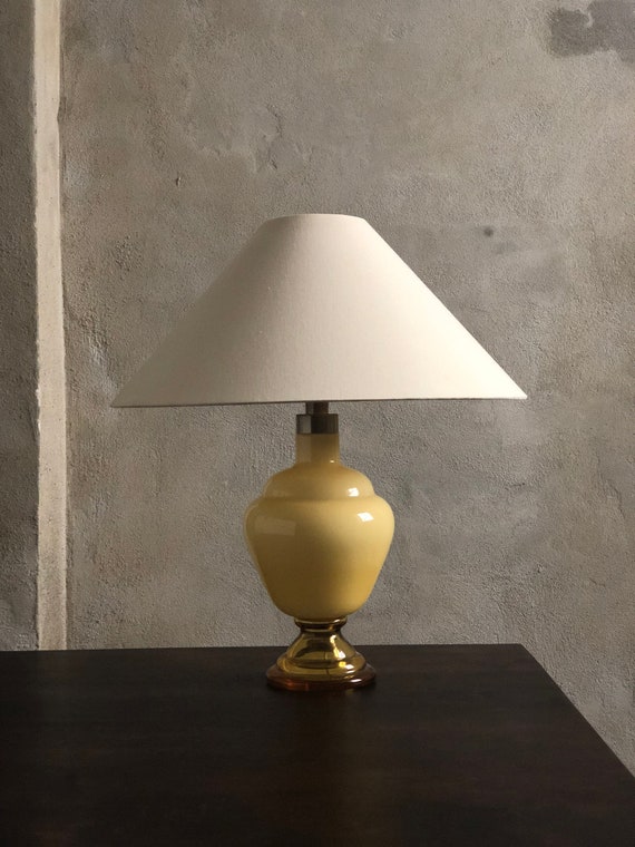 yellow glass table lamp