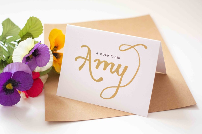 A Note From [YOUR NAME] - Custom Hand Lettering Note Card Stationary - Etsy