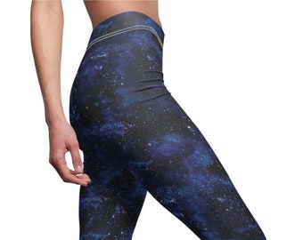 Galaxy Womens Leggings, Space Leggings, Yoga Pants, Star Leggings, Teen Stretch Pants, PL