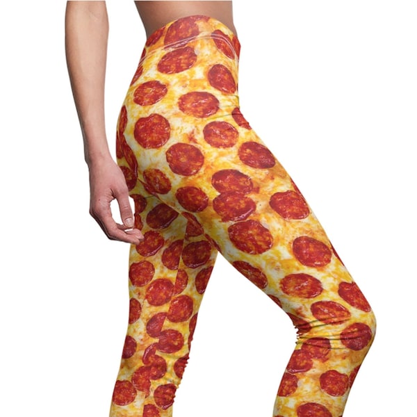 Pizza Womens Leggings, Pizza Yoga Pants, Pizza gift, Teen Leggings, Plus Size Stretch Pants, Halloween Costume