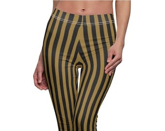 Black and Gold Striped Leggings - Etsy