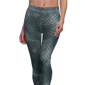 Mermaid Womens Leggings, Mermaid Stretch Pants, Teen Leggings, Animal Print Leggings, Plus Size Leggings