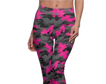 Youth Pink Camouflage Leggings, Girls Leggings, Printed Leggings