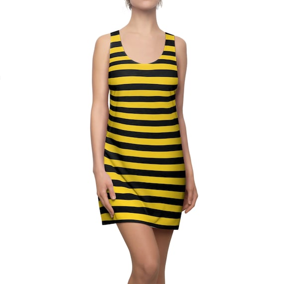 Buy Black Yellow Striped Dress, Womens Racerback Dress, Teen Dress,  Halloween Costume, Plus Size Dress Online in India 