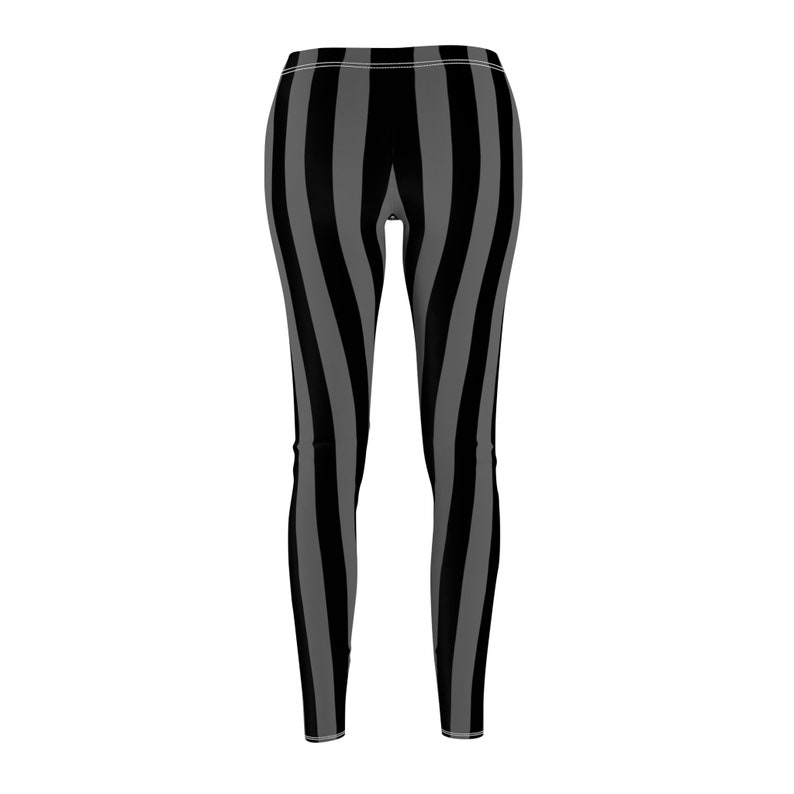 Zwart grijs breed gestreepte legging, gestreepte legging, stretchbroek, yogabroek, strepenlegging afbeelding 6