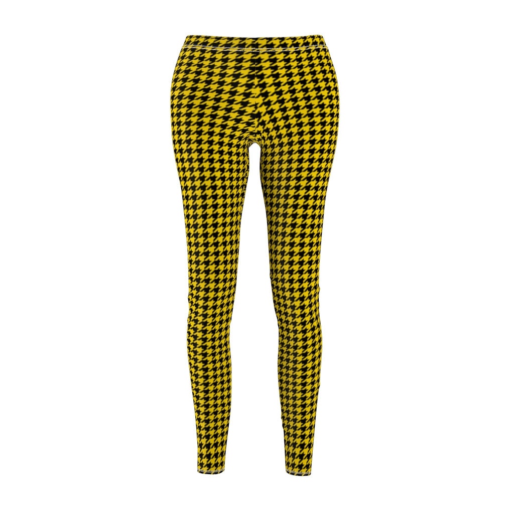 Yellow Houndstooth Leggings Hounds Tooth Pants Black Stretch - Etsy