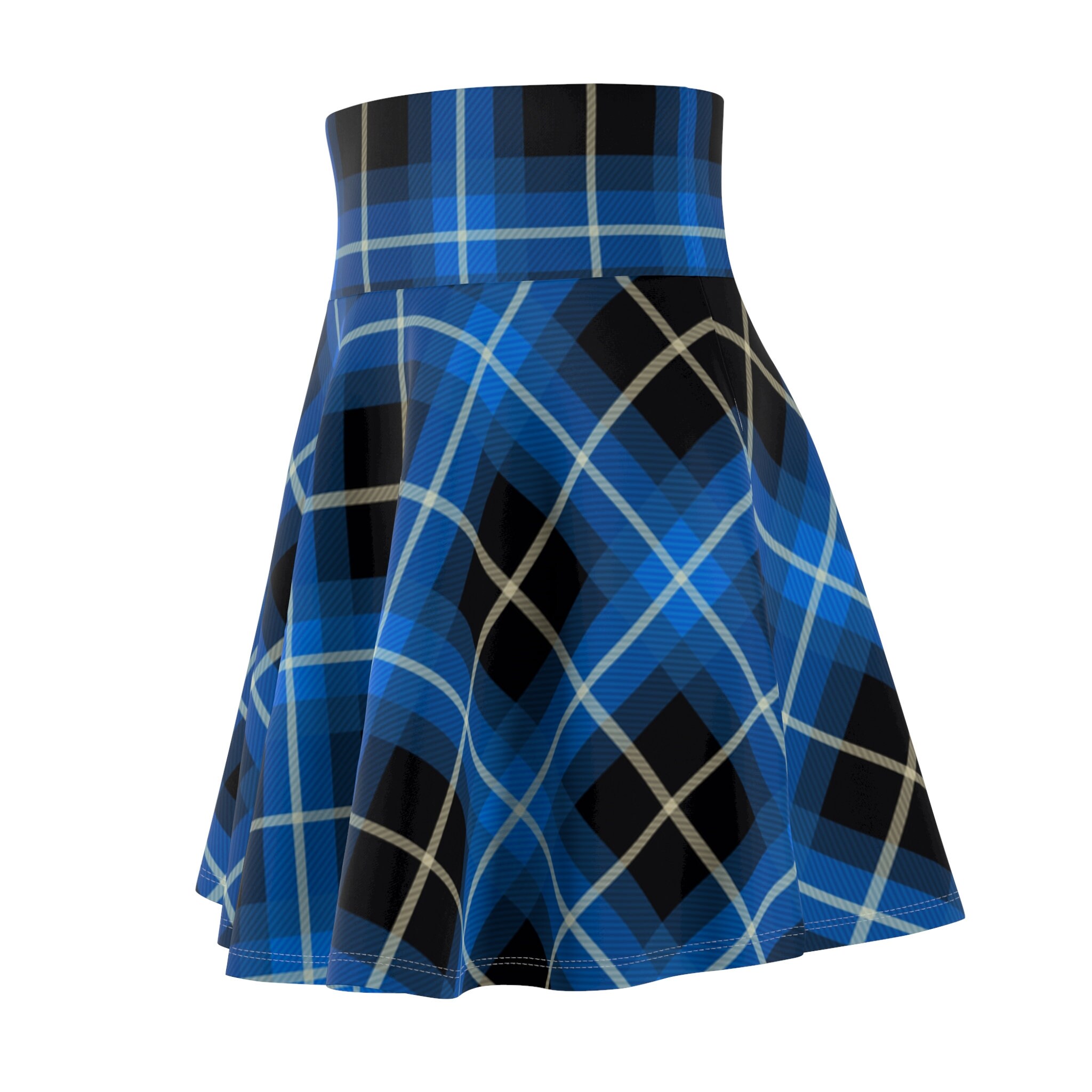 Blue Black Plaid Skirt Tartan Skater Skirt Womens Skirt Teen