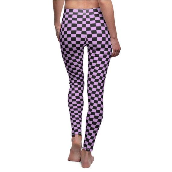 Purple Black Checkerboard Leggings 