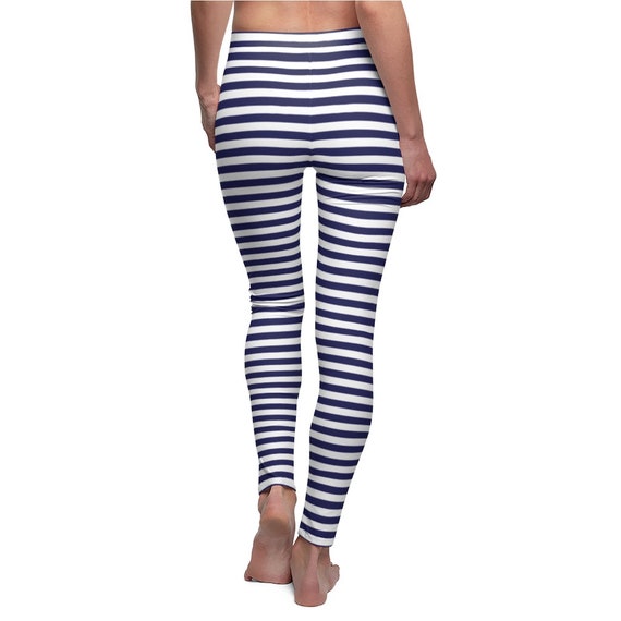 Marine wit gestreepte legging 
