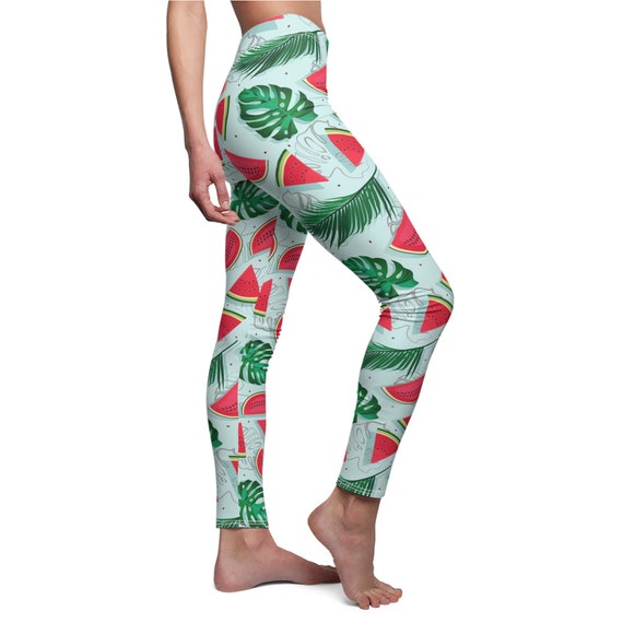 Watermelon Womens Leggings, Watermelon Stretch Pants, Fruit Yoga