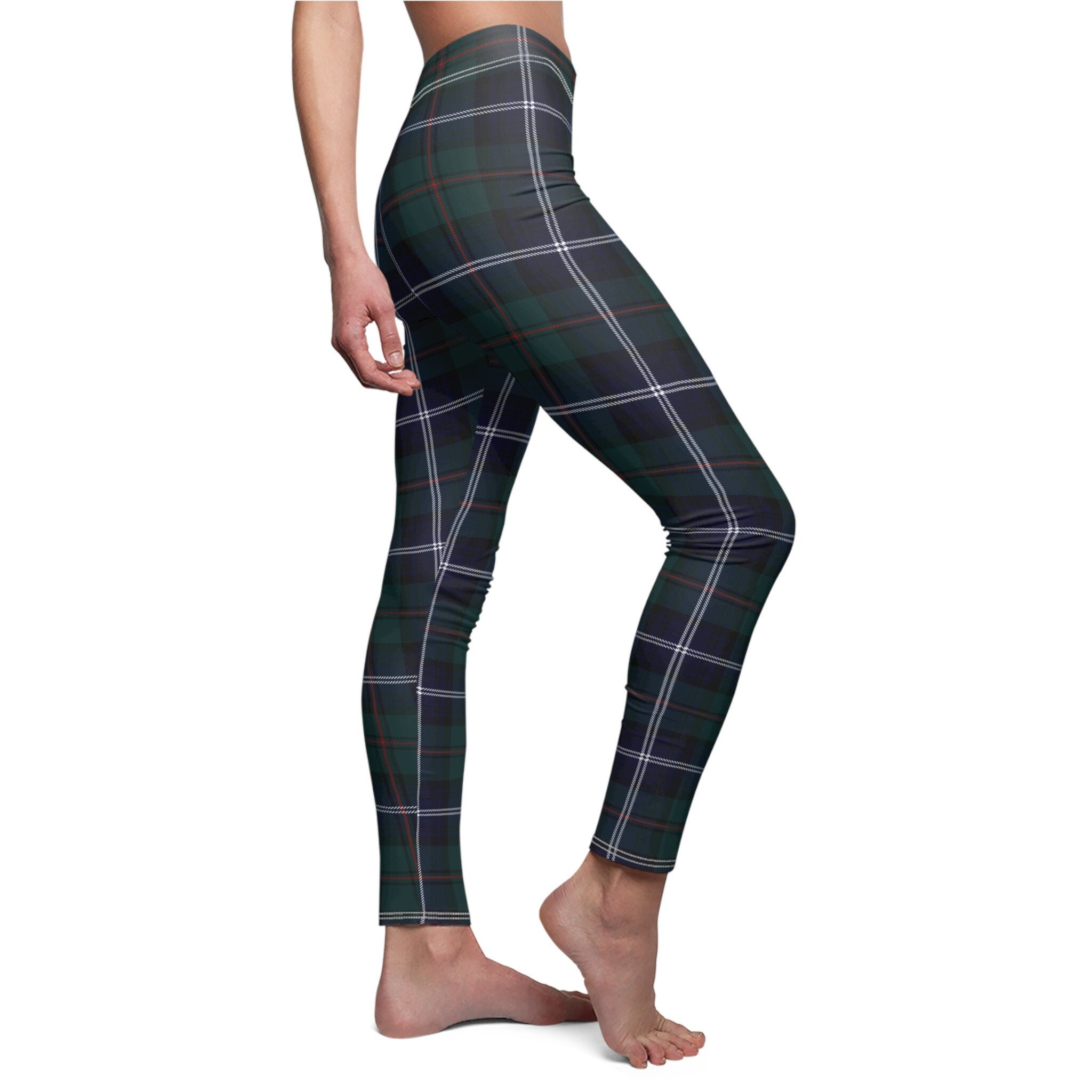 Tartan Christmas Leggings, Red Plaid Green Plaid Leggings, Christmas Plaid  Stretch Pants, Womens Leggings, Plus Size Leggings 