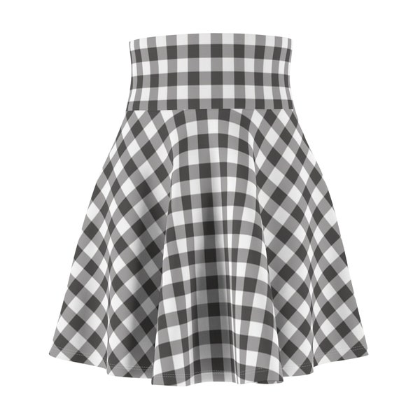 Gray Gingham Skater Skirt, Plaid Skirt, Womens Skirt, Plus Size Skirt, Teen Skirt