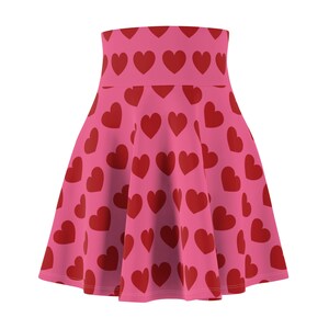 Pink Red Heart Womens Skirt, Valentines Skirt, Teen Skirt, Skater Skirt, Plus Size Skirt, Valentines Gift