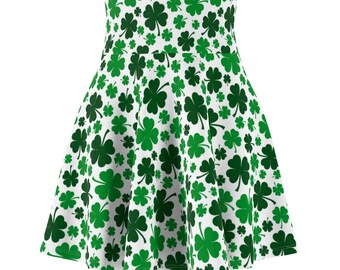 St Patricks Womens Skirt, Shamrock Skirt, 4 Leaf Clover Skirt, Plus Size Skirt, Teen Skirt