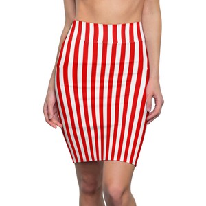 Red White Stripe Womens Skirt, Vertical Striped Skirt, Popcorn Costume, Plus Size Skirt, Teen Skirt