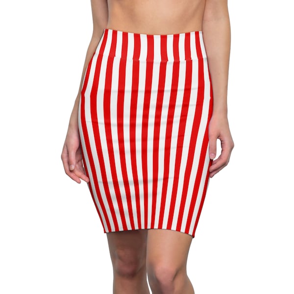 Red White Stripe Womens Skirt, Vertical Striped Skirt, Popcorn Costume, Plus Size Skirt, Teen Skirt