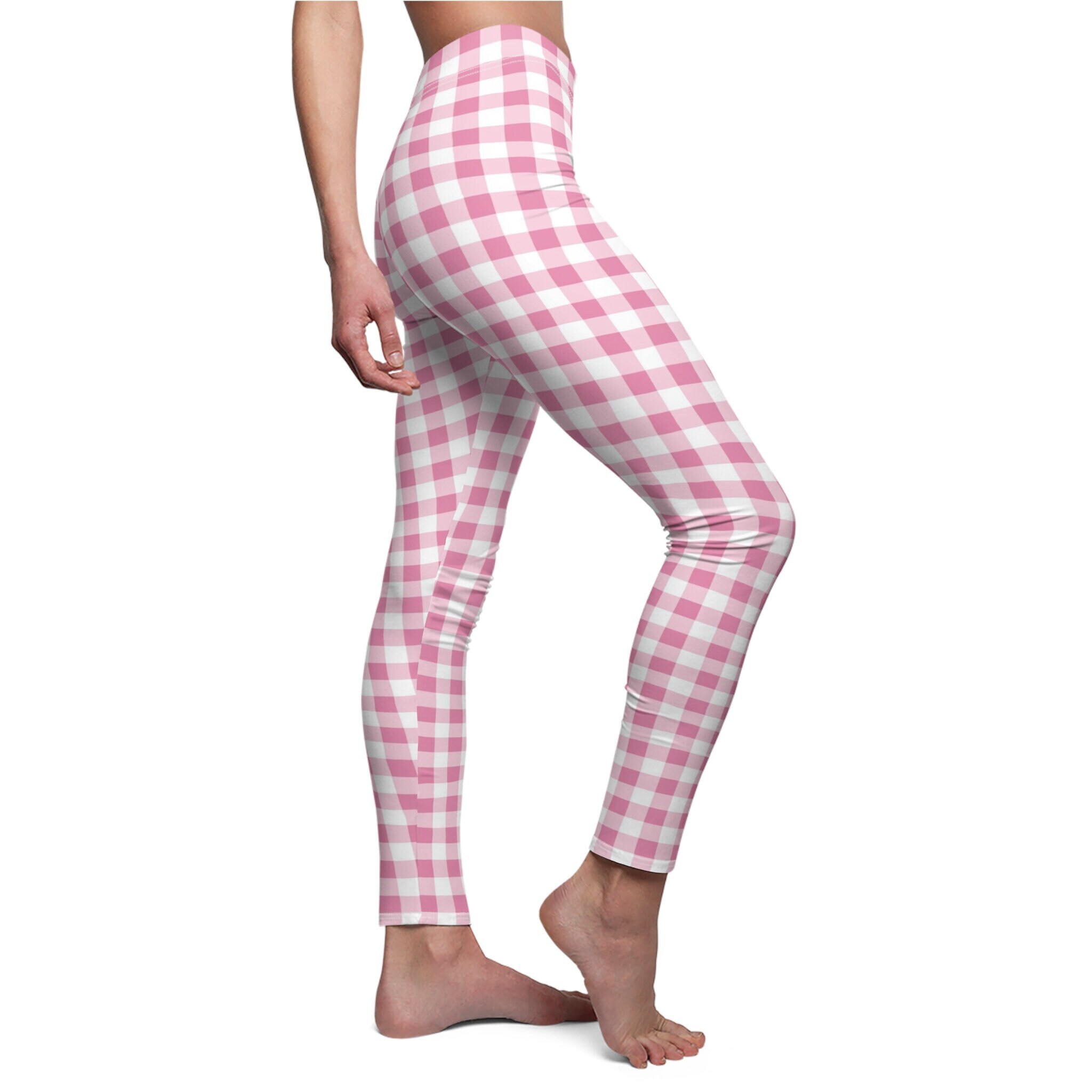 Pink checkered leggings cheap