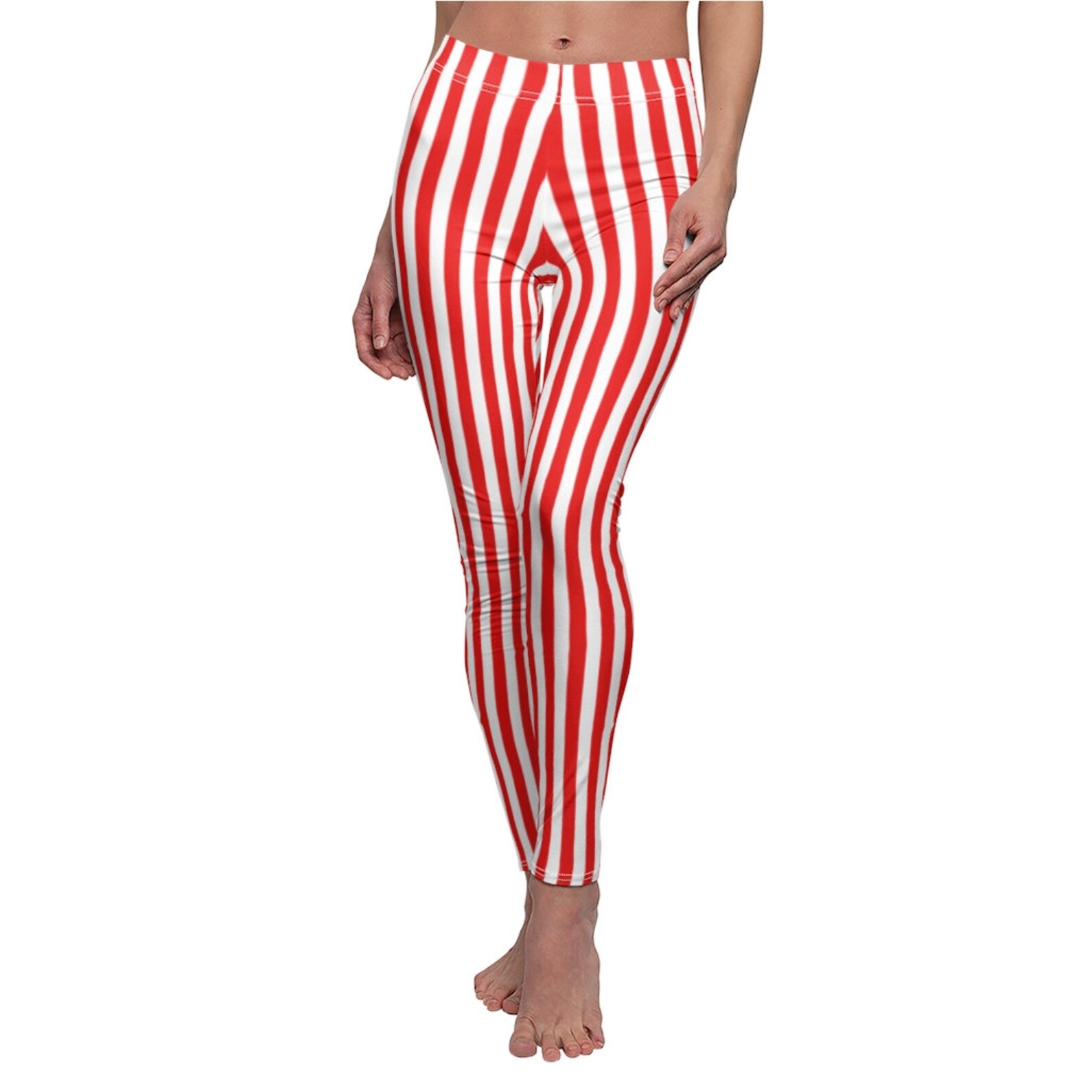 Red & White Striped Leggings main image 1